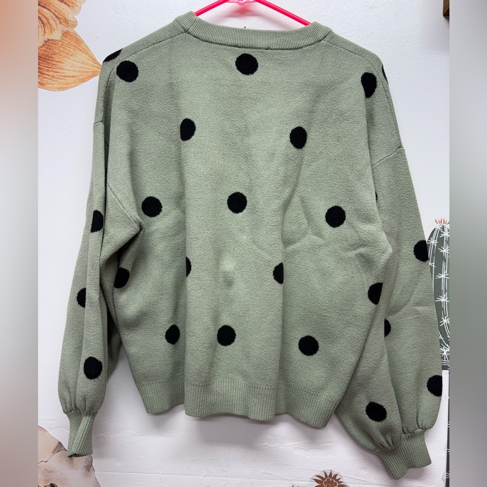 🧿PRICE FIRM🧿 PREMISE Mint Green Polka Dot Sweater - Picture 4 of 10